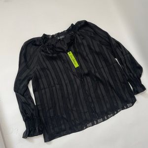 Sam Edelman Black Ruffle Sleeve Blouse Top
